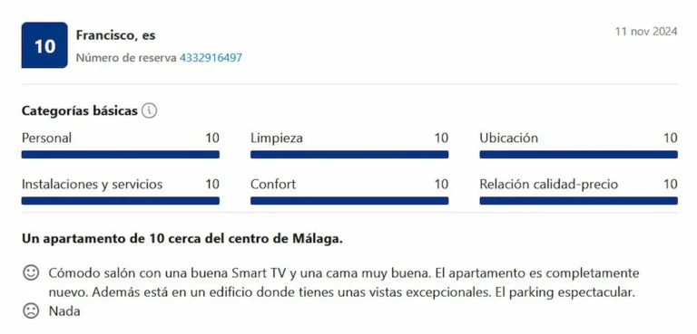 Comentario Francisco en Booking